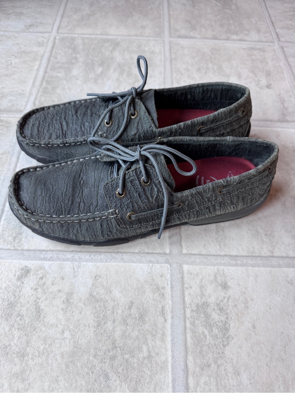 Twisted X Womens Charcoal Distressed Leather Driving Moc Size 9M